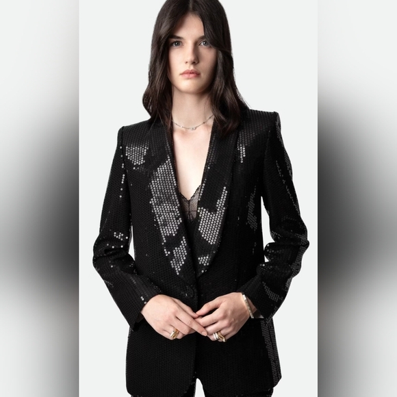 ZADIG & VOLTAIRE Sequin Black Blazer. NWT - Picture 2 of 12